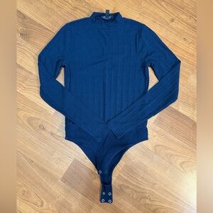 J. Crew Dark Blue Ribbed Bodysuit